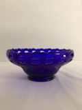 Cobalt Blue Open Lace Edge Basketweave Bowl