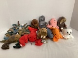 Ty Beanie Babies - 3 Claude, Seaweed, Pinchers, Paul, Crunch, Inky, Goldie, Slippery,