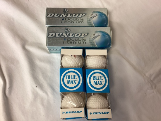 12 New Dunlop Double Titanium and Blue Max Golf Balls