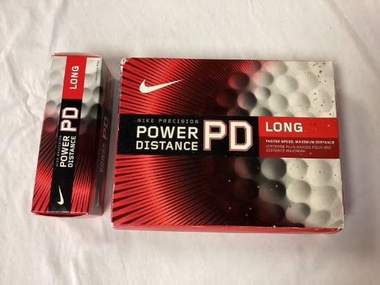 New Nike PD Power Distance Long Box of 12 and Sleeve of 3 Golf Balls
