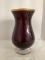 Ruby Red Glass Pedestal Vase with Gold Trim