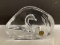 Cristal de France Reverse Embossed Swan Paperweight