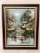 Asian Street Scene Painting on Canvas Signed Albert