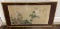Asian Bird and Flowers Stamped and Signed Fabric Art