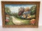 Cottage Painting on Canvas Signed Burdett