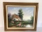 Framed Cottage Painting on Canvas Signed Marten