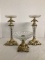 Vintage Pair of Candlesticks and Candy Dish with Metal Base