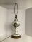 Antique Hand Painted Glass Lamp with Metal Base