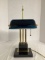 Brass Bankers Lamp with Stone Base