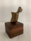 Brass Shoe Sculpture on Wood Base