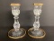 Pair of Crystal Candlesticks with Gold Trim