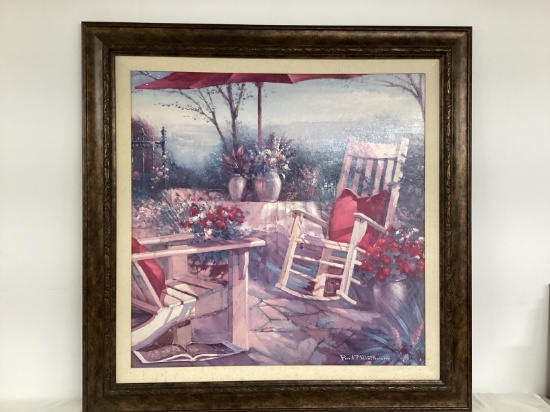 Paul Mathenia "Patio Chaise" Framed Print on Board