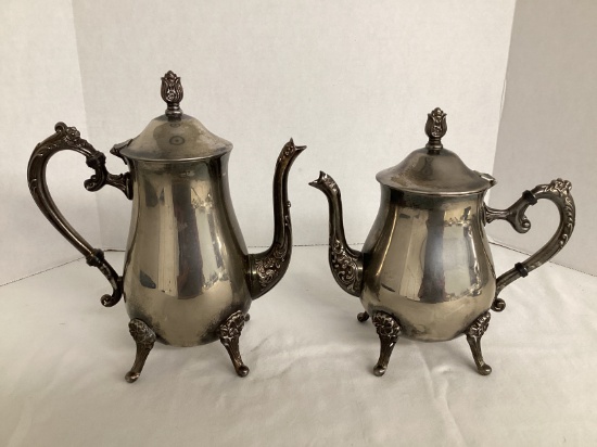 Silverplate Coffee and Tea Pots with Hinged Lids