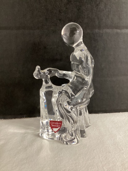 Orrefors Sweden Crystal Cobbler Figurine