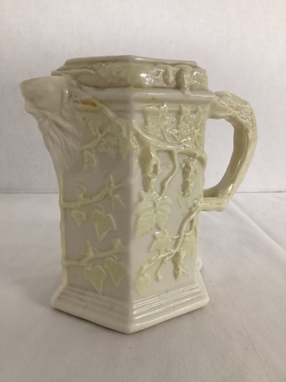 Belleek Vine and Grape Pitcher with Bacchus Face Spout