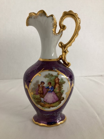 Limoges France Ewer Featuring a Courting Couple