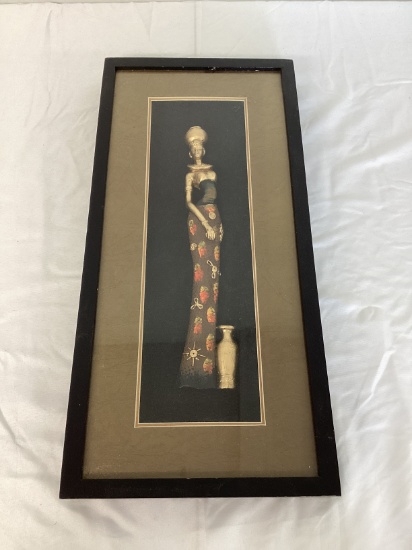 Shadowbox Framed African Woman Figure