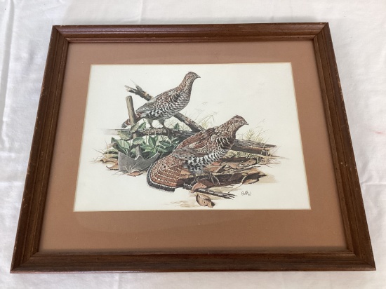 Ruffed Grouse Framed and Matted Print by Balke