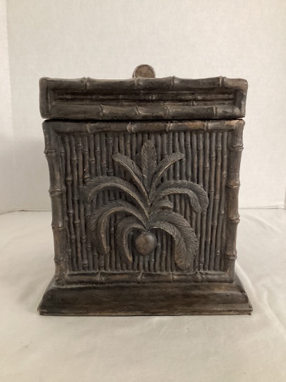 Heavy Bamboo and Palm Motif Box with Lid