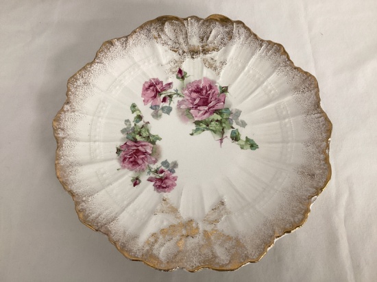 Sevres Rose Pattern Plate with Gold Decoration