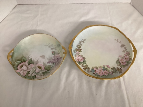 Royal Bavaria and Czechoslovakia Hand Painted Handled Plates