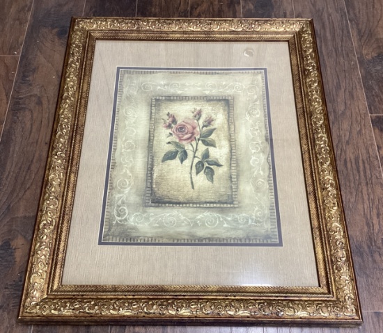 Rose Print in Ornate Frame