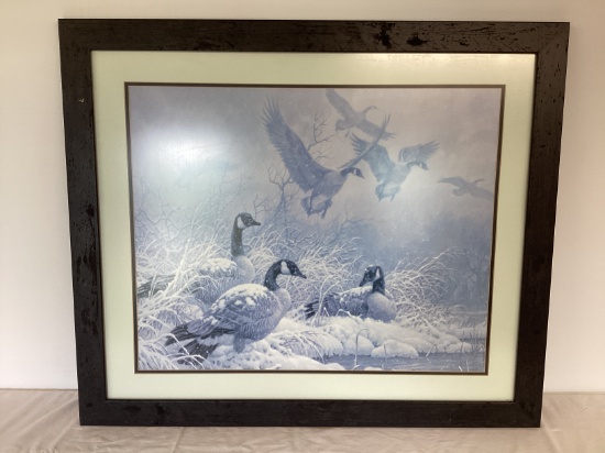 Canada Geese in the Snow Framed and Matted Print