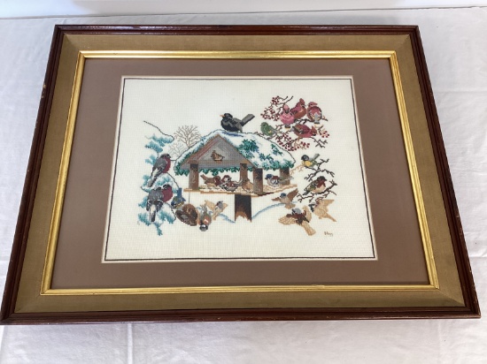 Vintage Framed and Matted Counted Cross Stitch