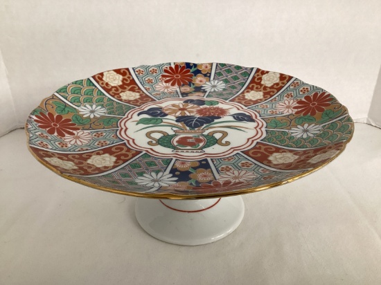 Imari Style Pedestal Dessert Cake Plate