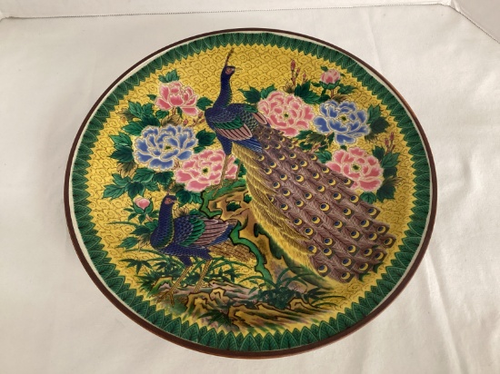 Kutani Ware Japanese Porcelain Peacock Plate