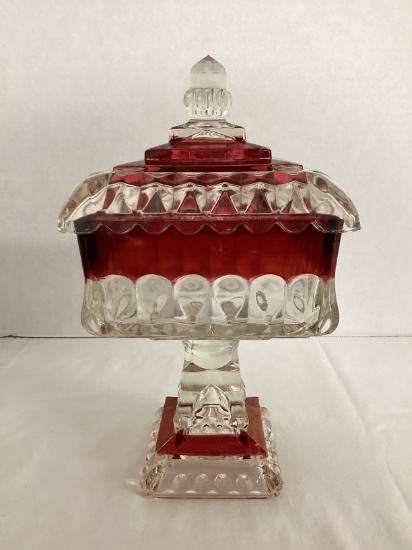 Ruby Flash Wedding Dish Candy Compote with Lid