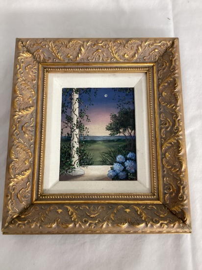 "Moonlight View" Acrylic on Canvas by K. Jensen McCoy in Ornate Frame