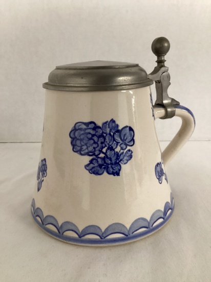Allgauer Keramik Hand Painted Stein with Metal Lid