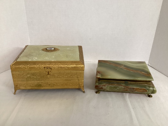 Vintage Musical Jewelry Box and Onyx Jewelry Box