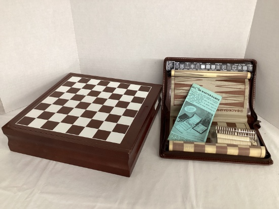 Wood Multi Game Set and Vintage Globe Master Games Travel Game Set