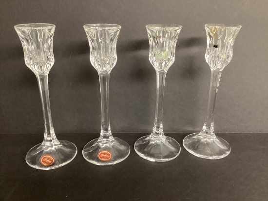 Four Gorham Crystal Candlesticks