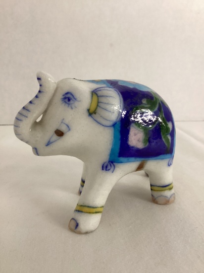 Hand Painted Ceramic Elephant Figure