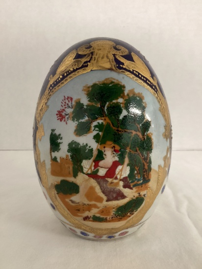 Large Painted Porcelain Egg