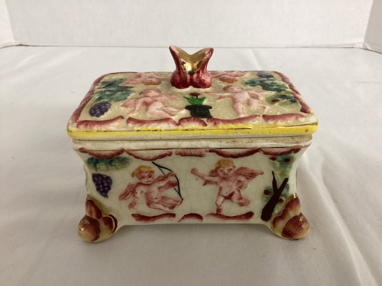 Antique Trinket Box with Cherubs