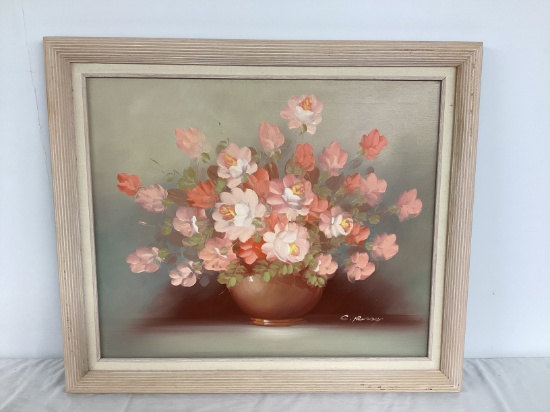 Floral Oil on Canvas Signed C. Perry