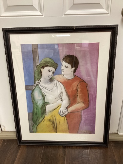 Pablo Picasso "The Lovers" Framed and Matted Print