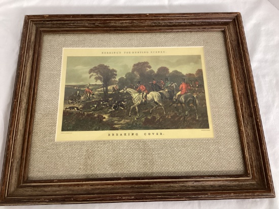 Herring's Fox Hunting Scenes "Breaking Cover" Framed and Matted Engraving Print