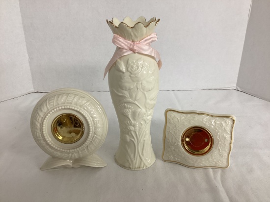 Lenox Breast Cancer Awareness Bud Vase and Two Clock Housings