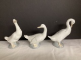 Three NAO Lladro Spain Duck Figurines
