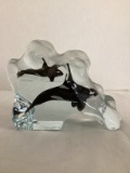 Acrylic Orca Killer Whale Paperweight Signed K. Cantrell