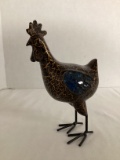 Rooster Figurine with Mosaic Glass Wings