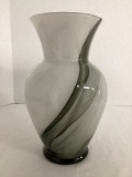 Gray and White Swirl Art Glass Vase
