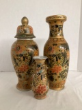 Goose and Flower Pattern Vases and Jar