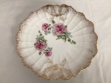 Sevres Rose Pattern Plate with Gold Decoration