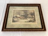 Currier & Ives Winter in the Country Framed and Matted Print